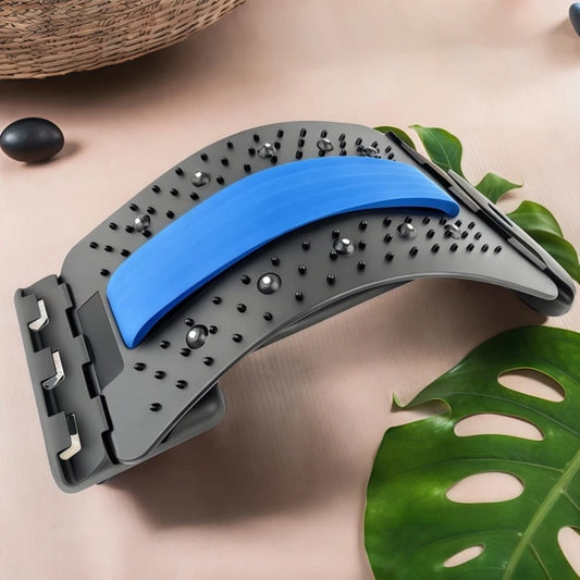 Adjustable Lumbar Stretcher & Massager – Back and Neck Pain Relief, Spine Support